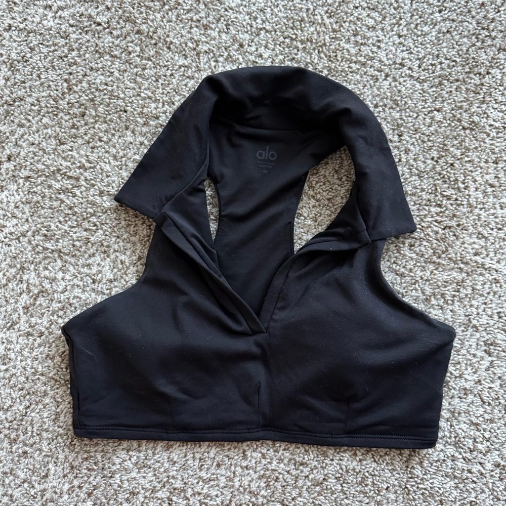 alo yoga Black Collared Halter Sports Bra